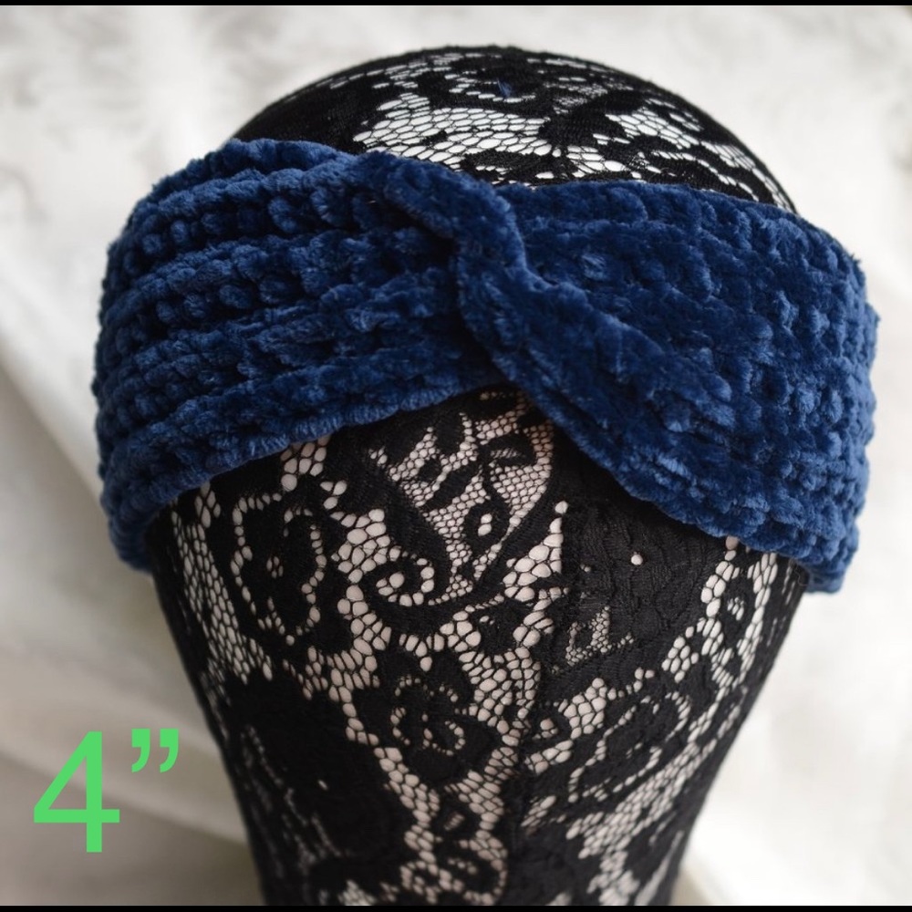 2/$15 Headband SOFT Chenille Navy Blue Ear Warmer